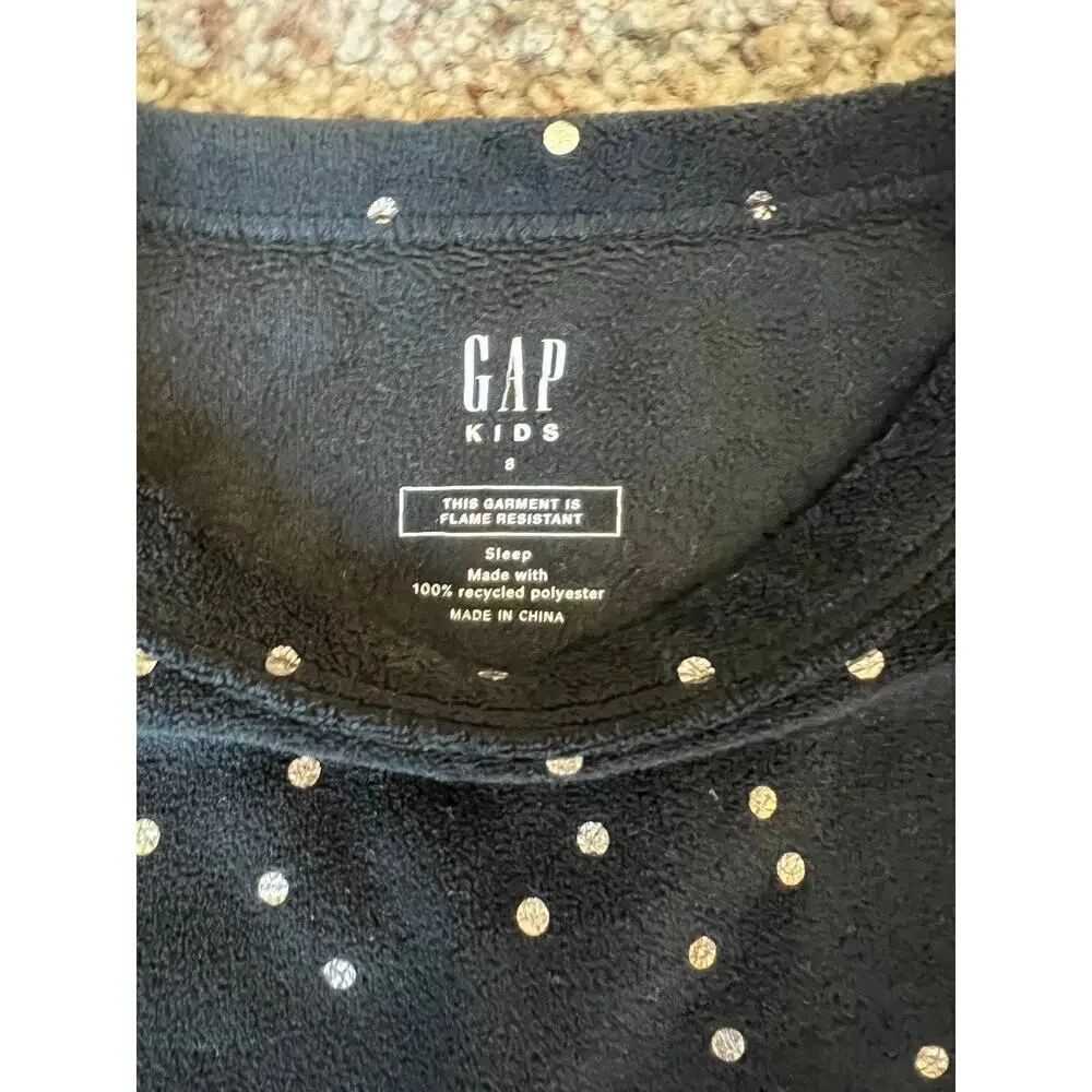 Girls Gap Velour Loungwear, Small, Black Polka Dot, Pajamas, Soft, 2 Piece